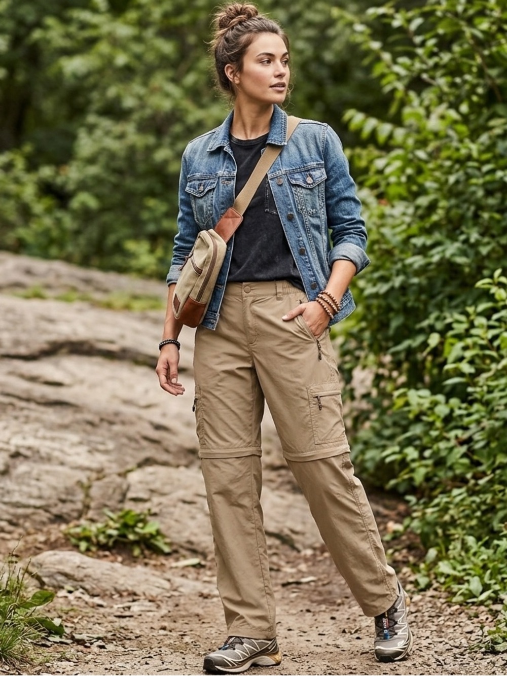 Women’s REI Nylon Cargo Convertible Pants, Women’s Size 16P, tan brown UPF 50+